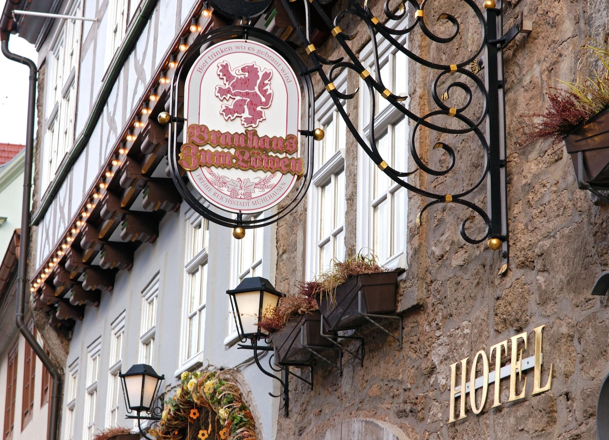 Hotel Brauhaus Zum Löwen Mühlhausen Exterior foto